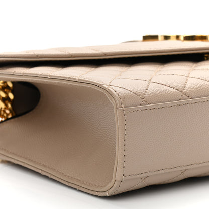 Saint Laurent Grain De Poudre Textured Mixed Matelasse Medium Triquilt Monogram Satchel Dark Beige 8 of 9