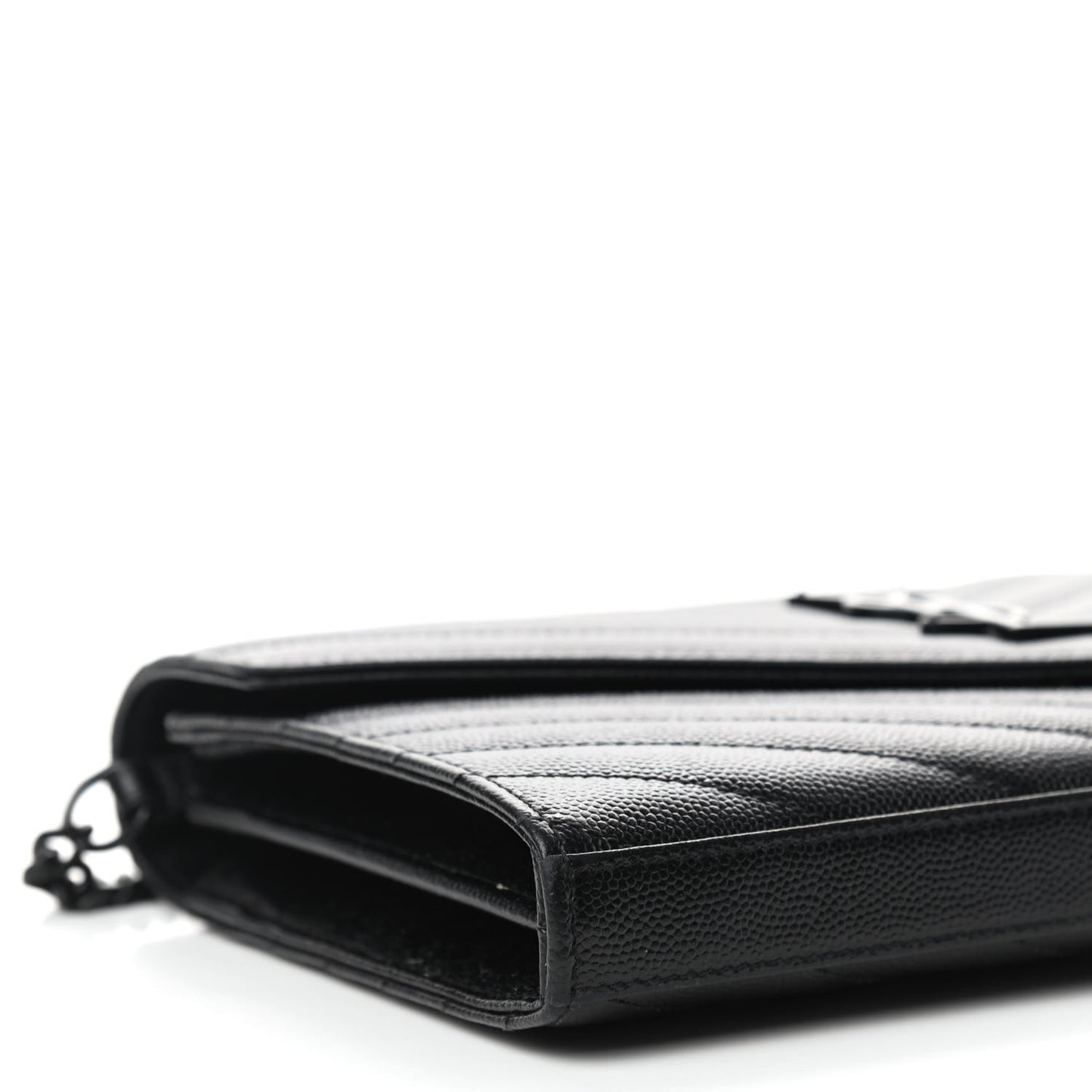 Grain De Poudre Matelasse Chevron Monogram Chain Wallet Black