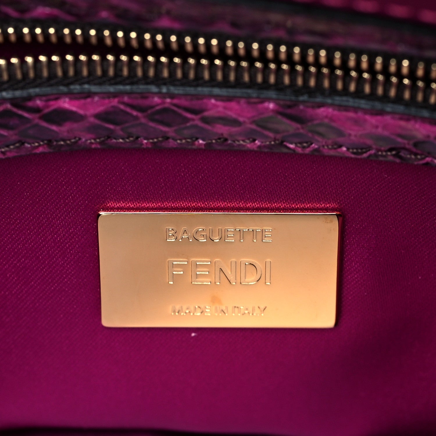 Fendi Satin Sequin Paillettes Bilics Lustre Snakeskin Medium Baguette 1997 Dark Pink 5 of 9