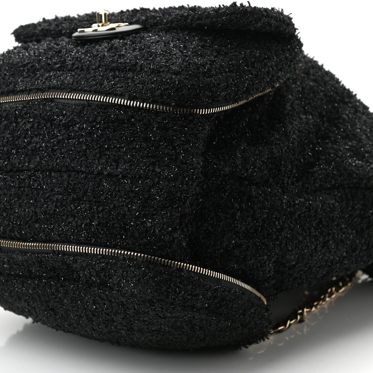 Tweed Coco Beach Convertible Flap Tote Black
