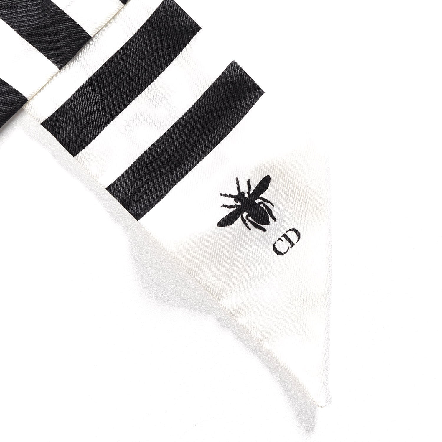 Christian Dior Silk Striped Mitzah Scarf White Black 4 of 4