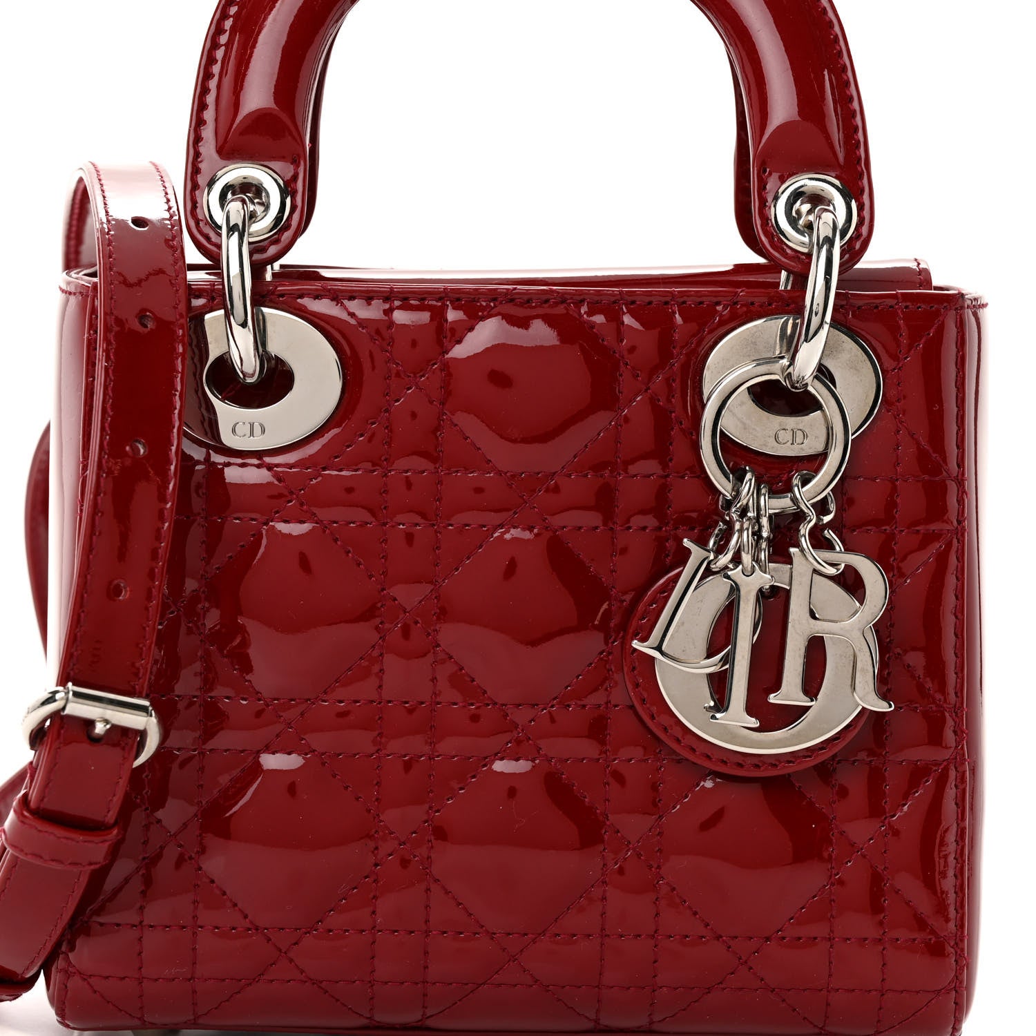 Christian Dior Patent Cannage Mini Lady Dior Red 7 of 9