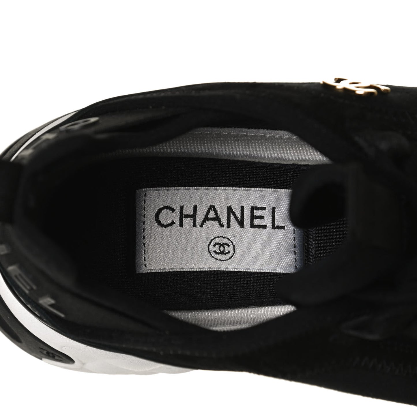 Velvet Calfskin Mixed Fibers CC Sneakers 37 Black