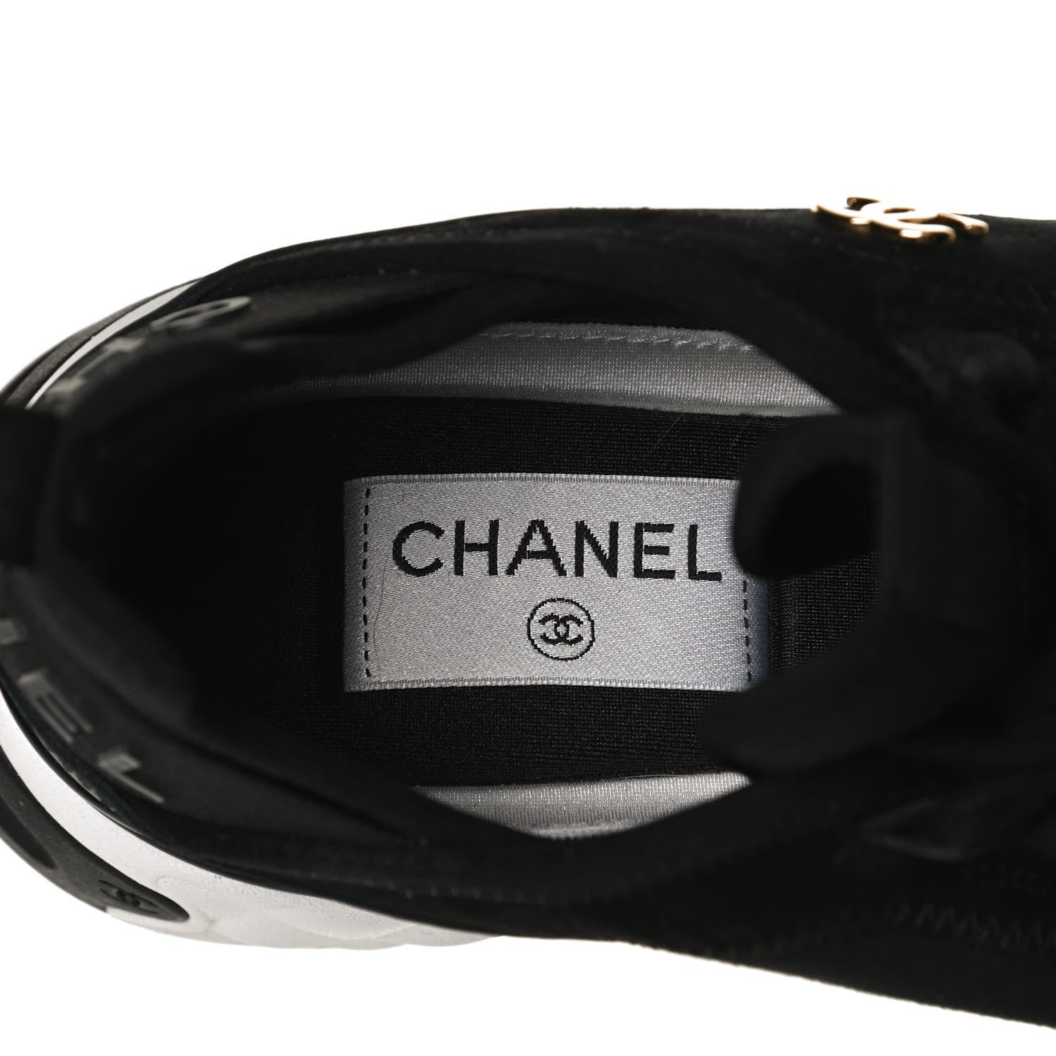 Chanel Velvet Calfskin Mixed Fibers CC Sneakers 37 Black 9 of 11