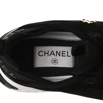 Chanel Velvet Calfskin Mixed Fibers CC Sneakers 37 Black 9 of 11