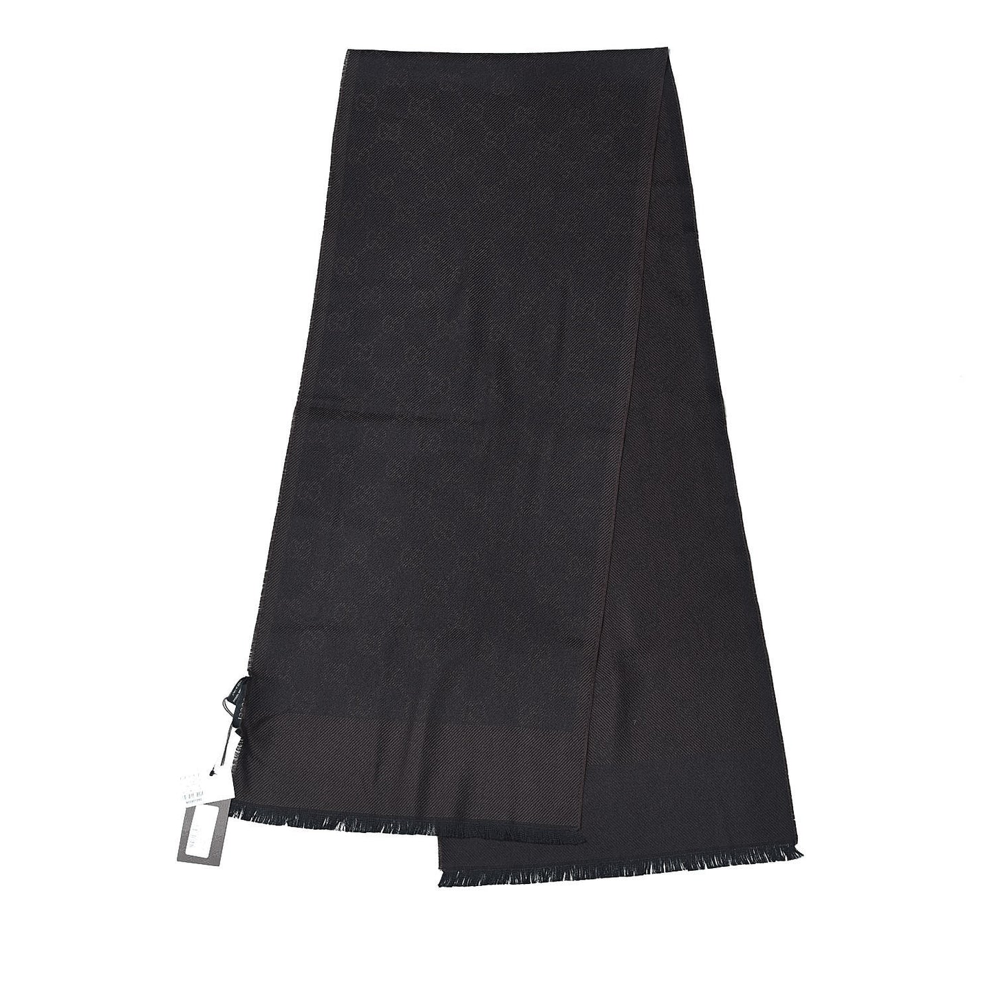 Wool GG Monogram Brent Fringe Scarf Dark Brown