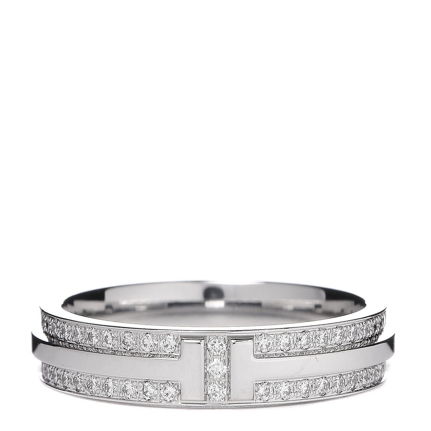 18K White Gold Diamond T Two Narrow Ring 54 7