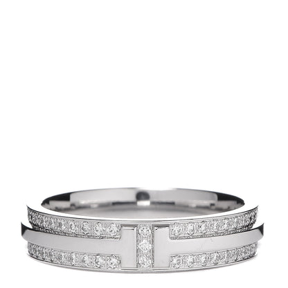 Tiffany 18K White Gold Diamond T Two Narrow Ring 54 7 1 of 4