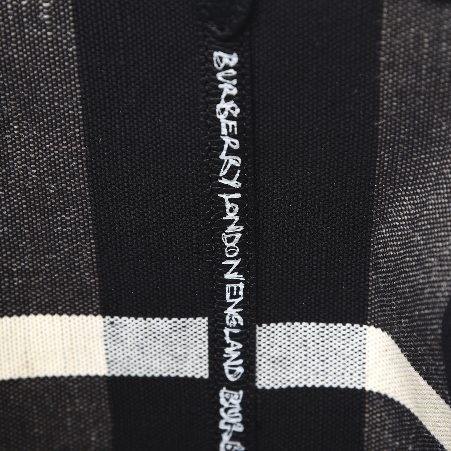 Burberry Coated Canvas Mega Check Medium Doodle Tote Black White 6 of 9
