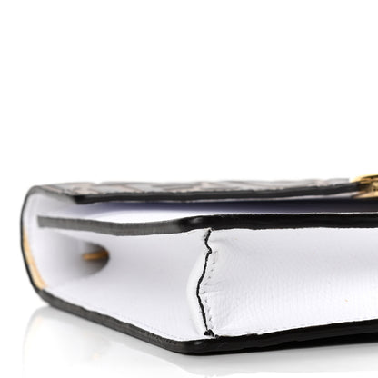 Fendi Vitello Cruise F is Fendi FF 1974 Embossed Medium Envelope Wallet On Chain Optical White Maya Black 8 of 16
