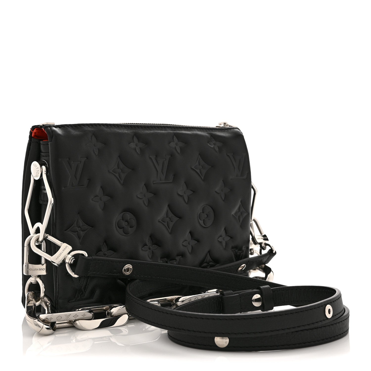 Louis Vuitton Lambskin Embossed Monogram Coussin BB Black 3 of 9