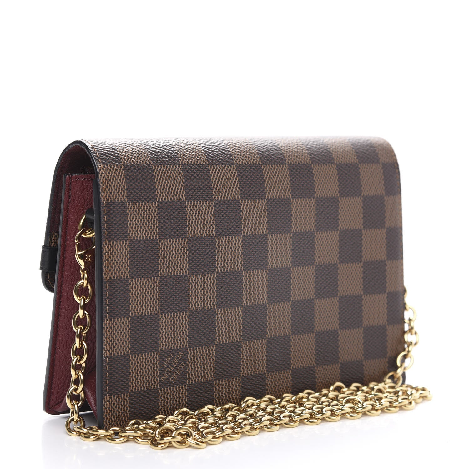 Louis Vuitton Damier Ebene Vavin Chain Wallet Red 3 of 10