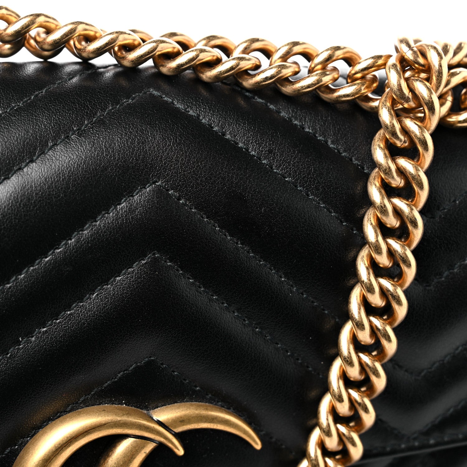 Gucci Calfskin Matelasse Small GG Marmont Shoulder Bag Black 15 of 16