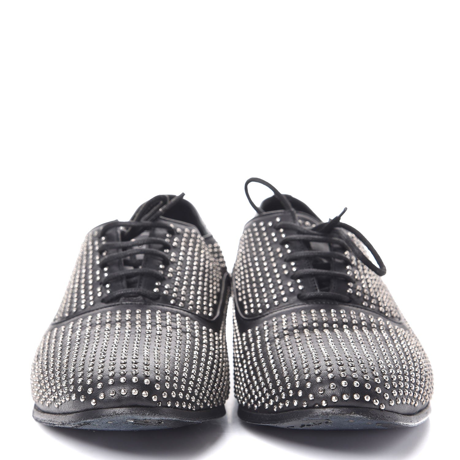 Saint Laurent Calfskin Metal Eyelet LuLu Richelieu Metal Eyelet Lace Up Oxfords 38.5 Black 2 of 14