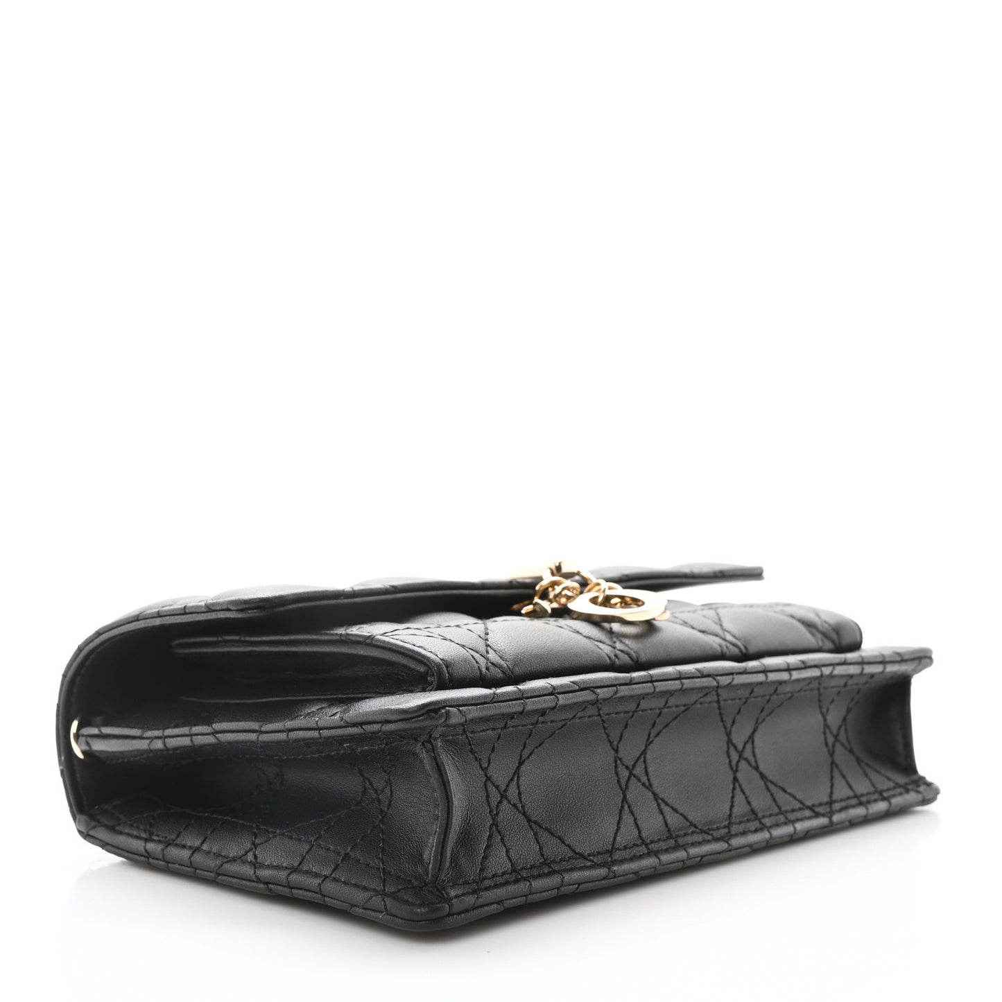 Lambskin Cannage Lady Dior Chain Pouch Black