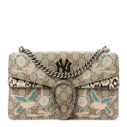 Gucci X MLB GG Supreme Monogram Snakeskin NY Yankees Patch Embroidered Small Dionysus Shoulder Bag 1 of 11
