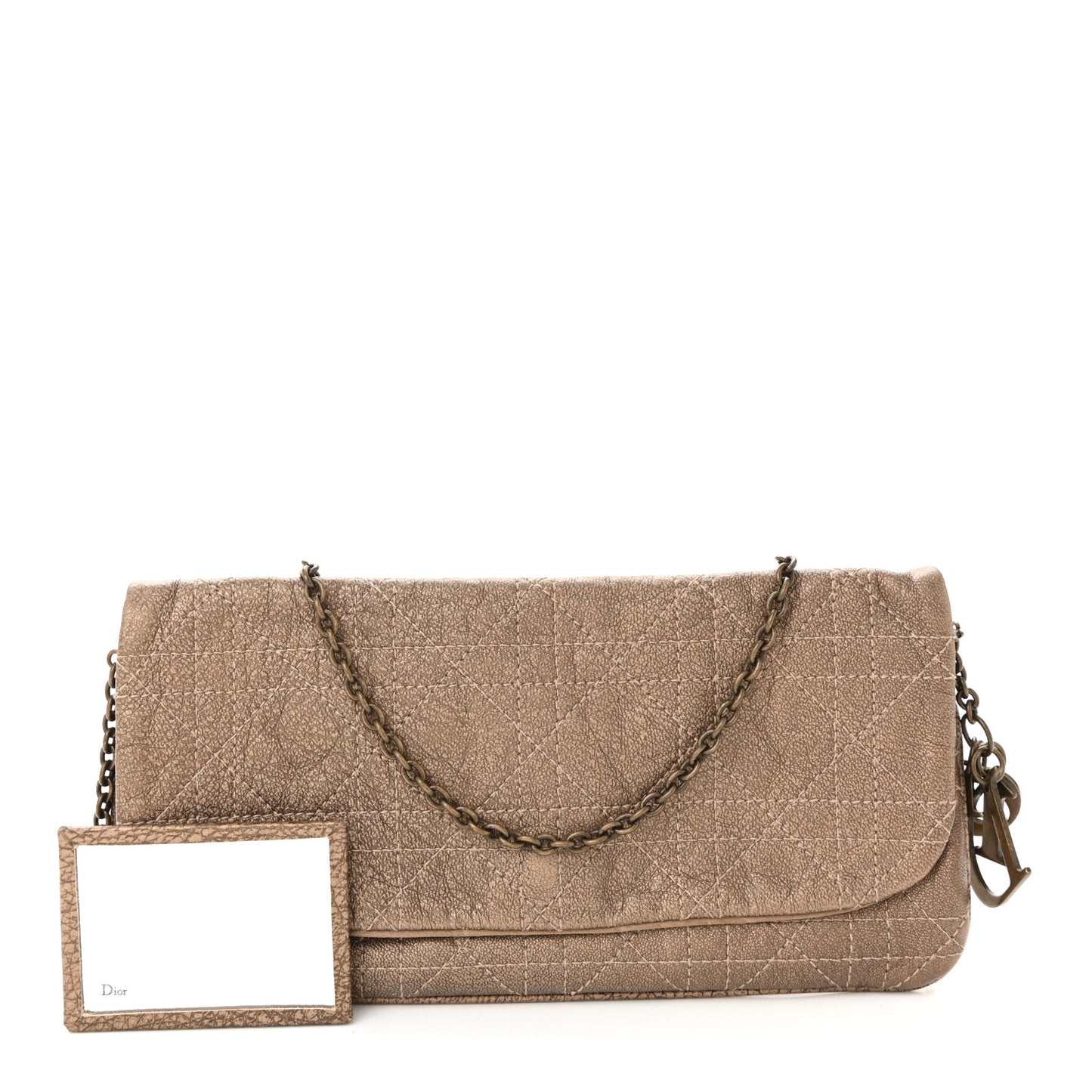 Lambskin Cannage Lady Dior Chain Clutch Bronze