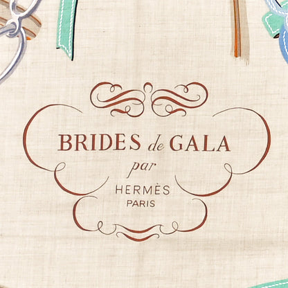 Hermes Silk Cashmere Brides De Gala Applique Pique Shawl 140 Beige Naturel Jaune 2 of 5