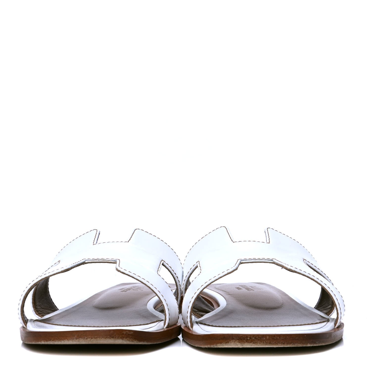 Hermes Box Calfskin Oran Sandals 37 White 2 of 4