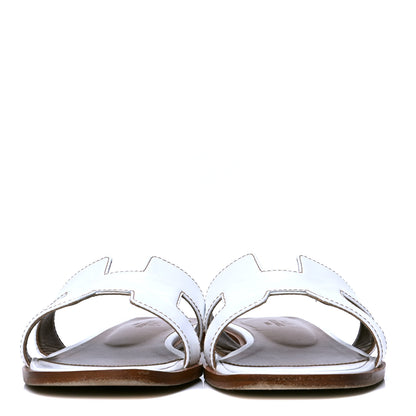 Hermes Box Calfskin Oran Sandals 37 White 2 of 4