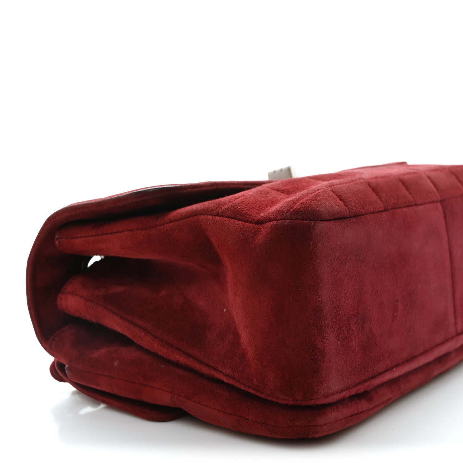 Chanel Suede Chocolate Bar Mademoiselle Flap Dark Red 8 of 9
