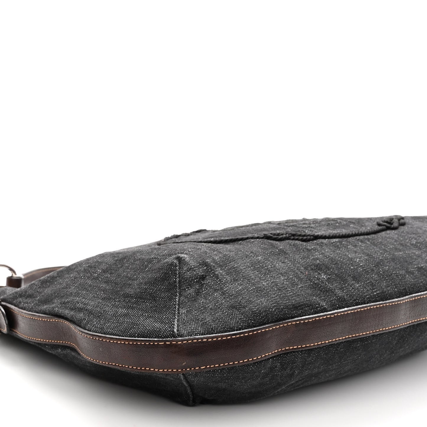 Washed Denim Logo Hobo Black Caffe