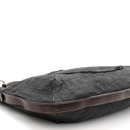 Prada Washed Denim Logo Hobo Black Caffe 8 of 11