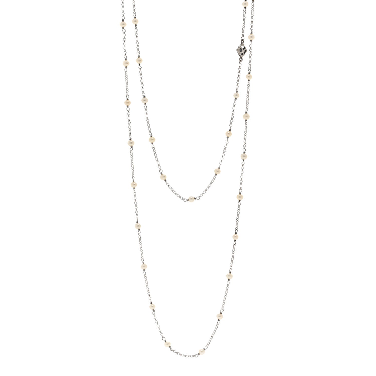 David Yurman Sterling Silver Freshwater Pearl Bead Chain Necklace 1 of 4