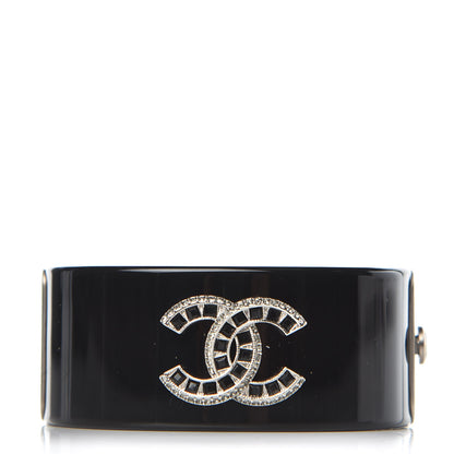 Chanel Resin Crystal CC Cuff Black 1 of 6