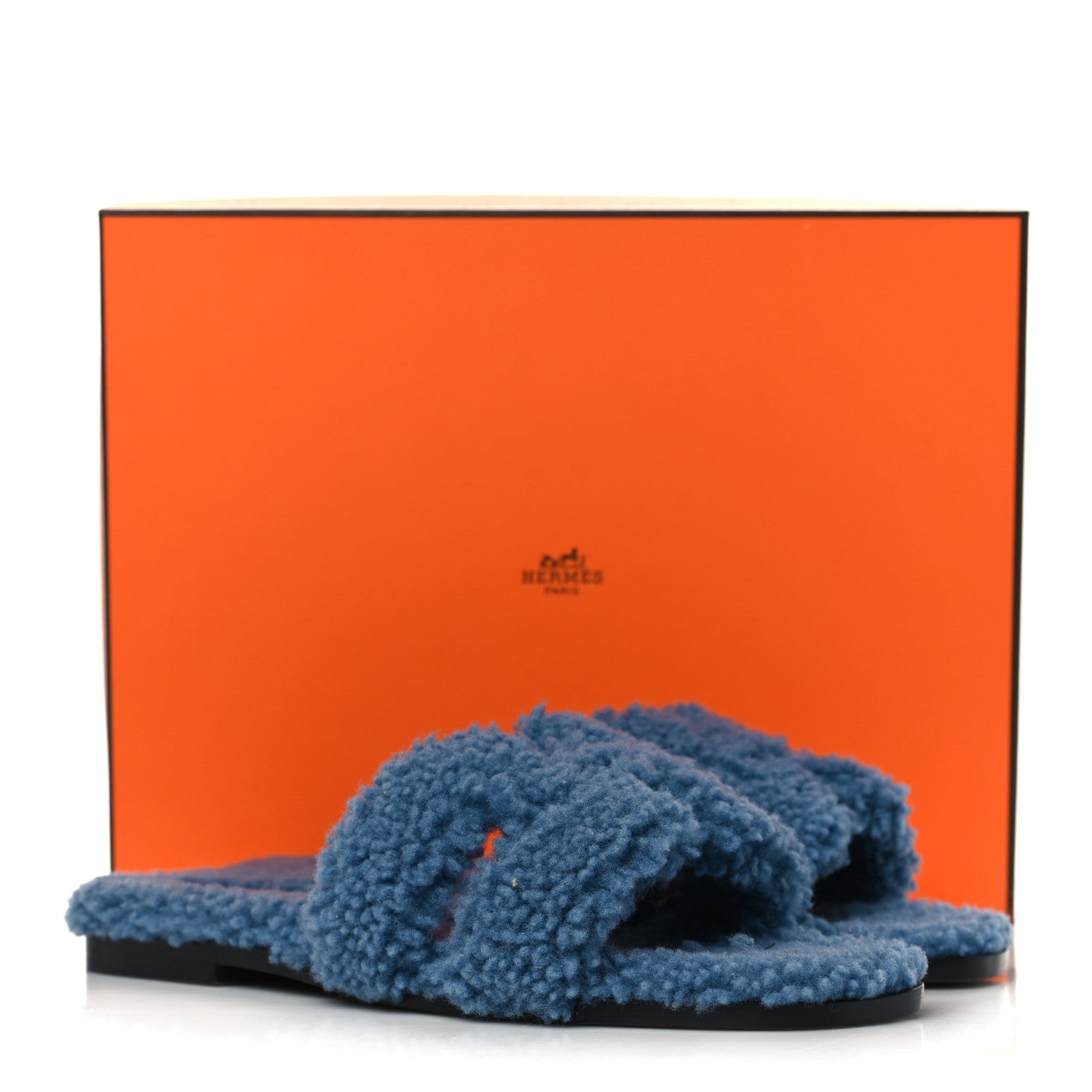 Hermes Woolskin Oran Sandals 37.5 Bleu 15 of 16