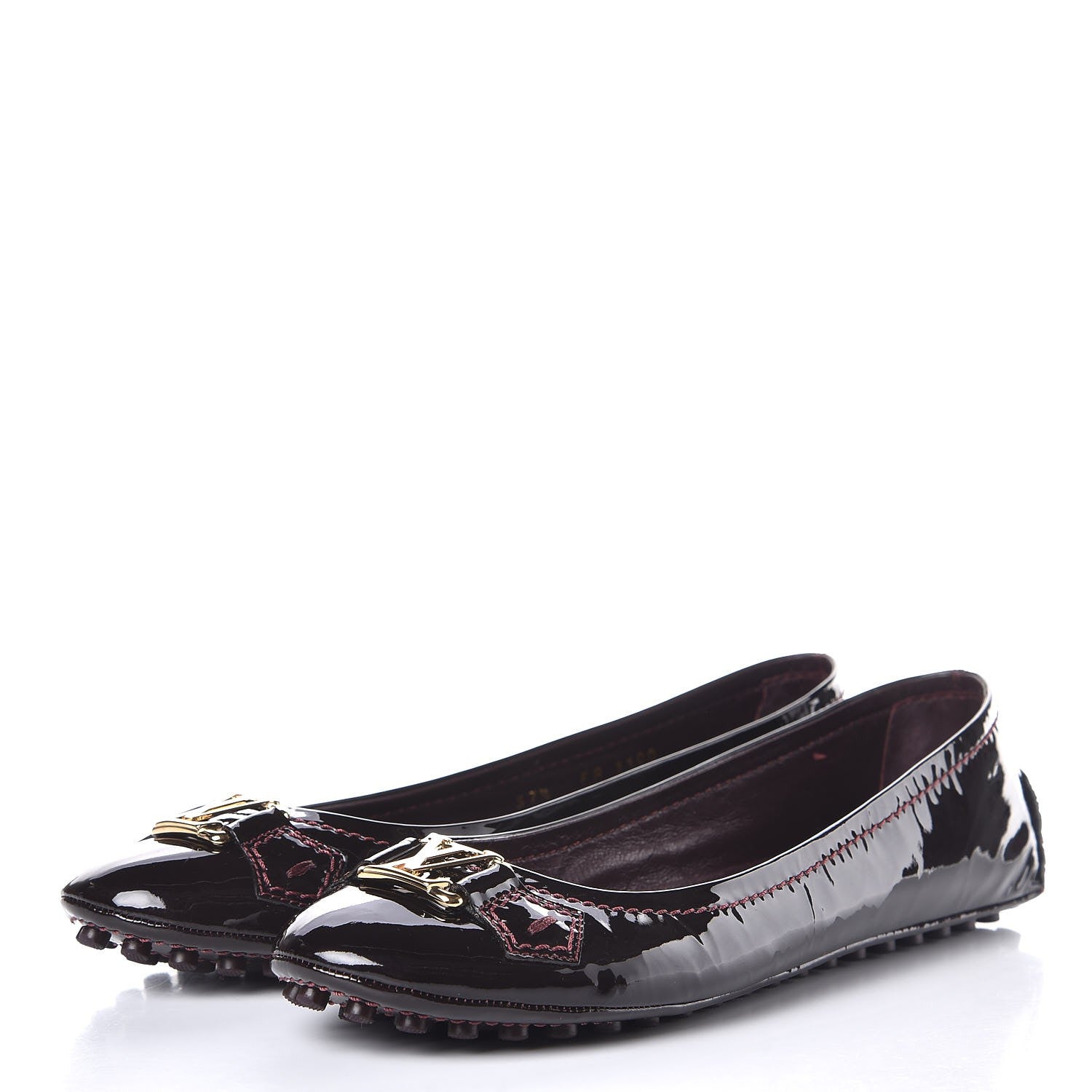 Louis Vuitton Patent Oxford Ballerina Flats 37.5 Amarante 3 of 11