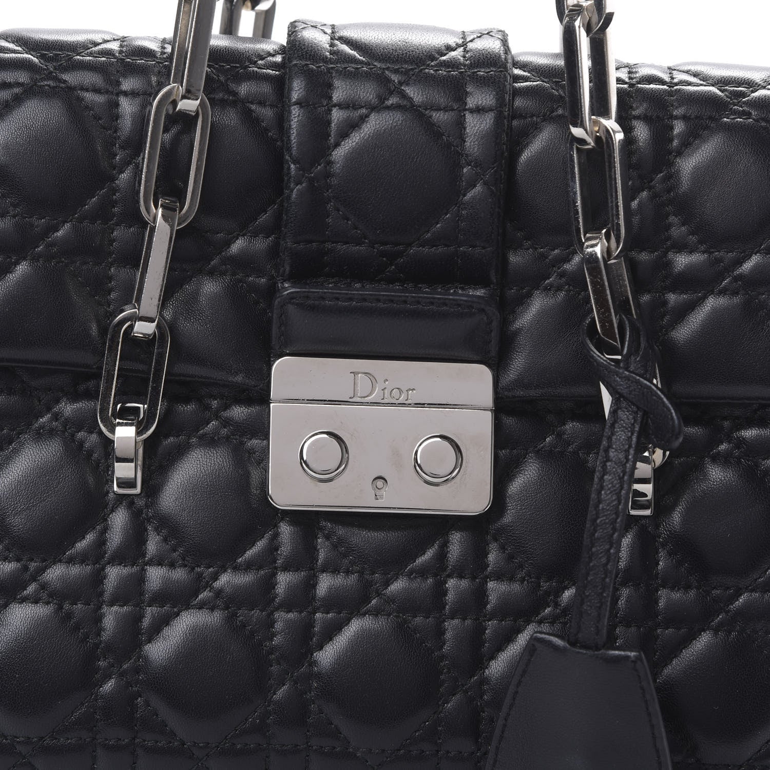 Christian Dior Lambskin Cannage Flap Bag Black 8 of 10