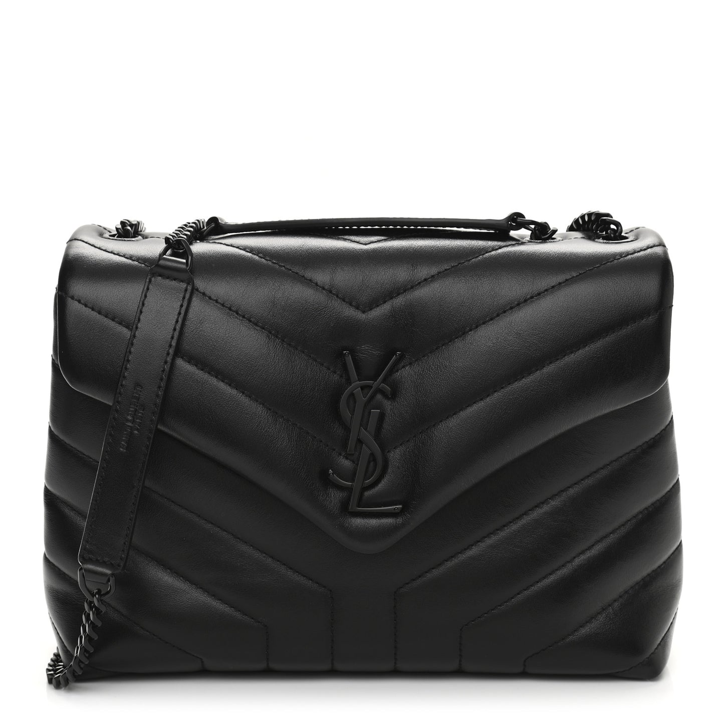 Calfskin Y Quilted Monogram Small Loulou Chain Satchel Black