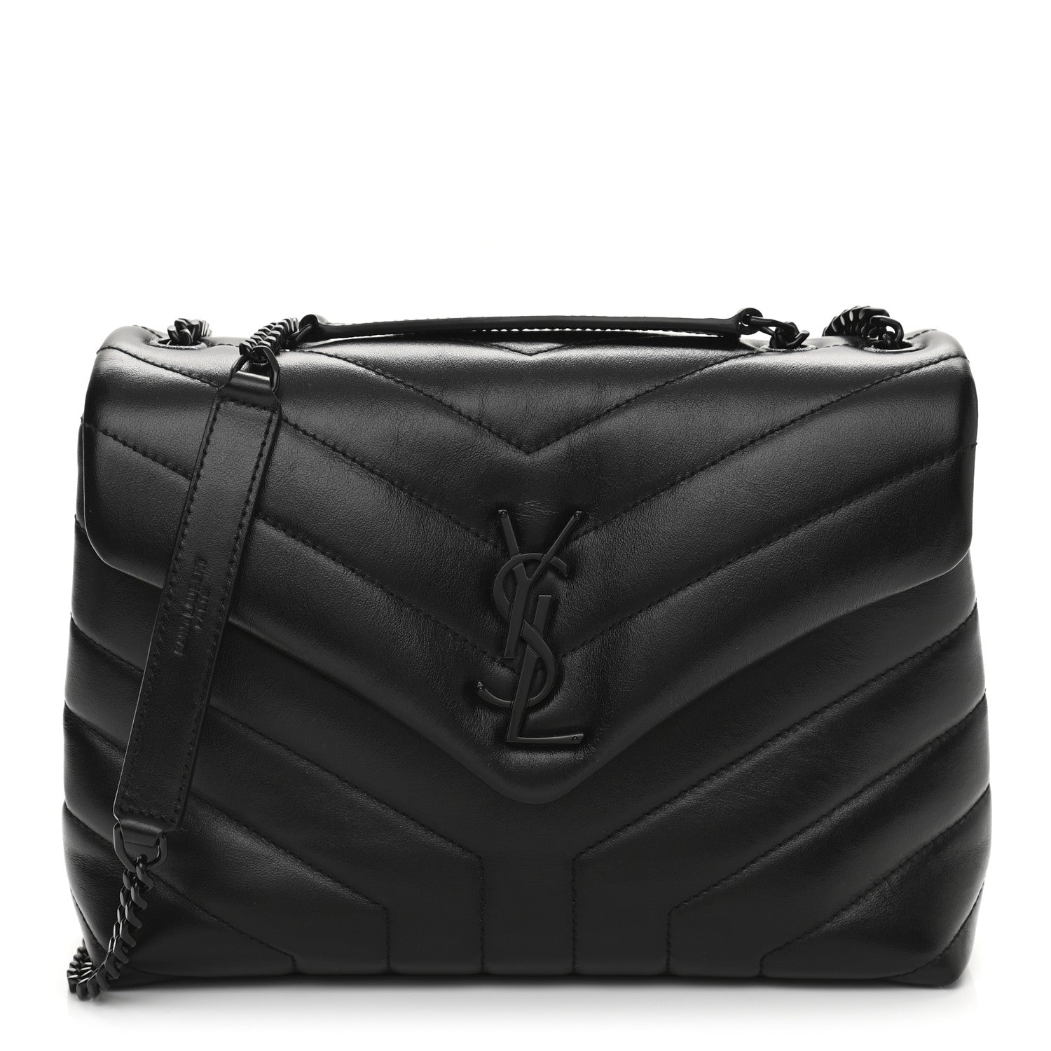 Saint Laurent Calfskin Y Quilted Monogram Small Loulou Chain Satchel Black 1 of 11