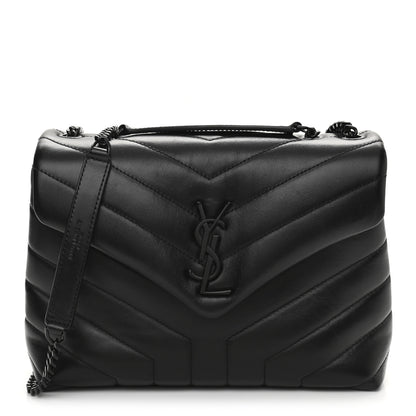 Saint Laurent Calfskin Y Quilted Monogram Small Loulou Chain Satchel Black 1 of 11