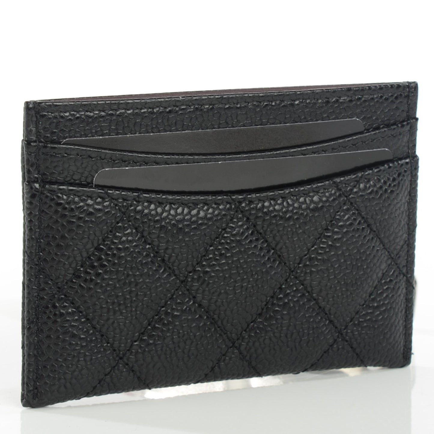 Caviar Quilted Card Holder Black