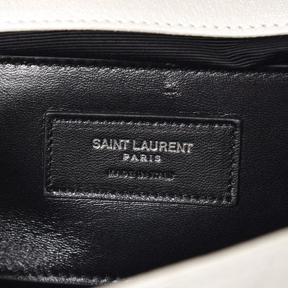 Saint Laurent Sheepskin Matelasse Chevron Monogram Medium College Bag Dove White 6 of 7