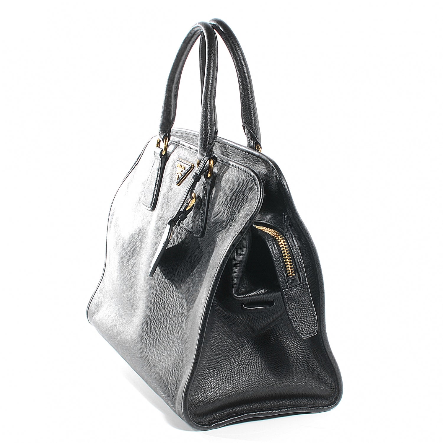 Prada Saffiano Cuir Top Handle Dome Tote Black 7 of 9