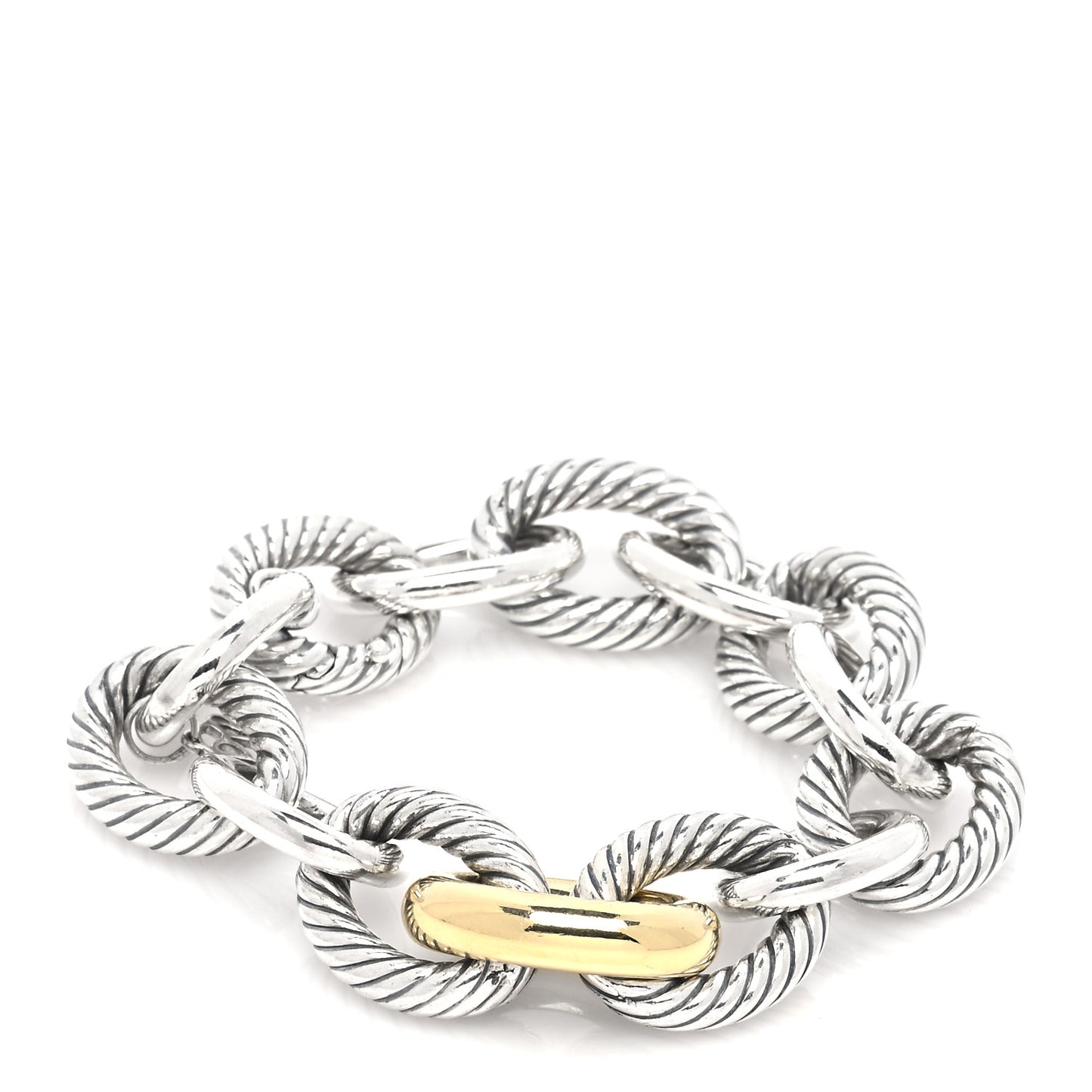 Sterling Silver 18K Yellow Gold 19mm Extra Large Oval Link Bracelet