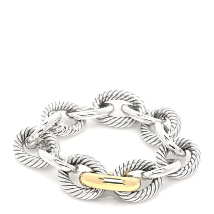 David Yurman Sterling Silver 18K Yellow Gold 19mm Extra Large Oval Link Bracelet 1 of 5