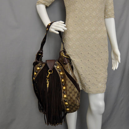 Gucci Crystal Monogram Fringe Babouska Hobo 2 of 8