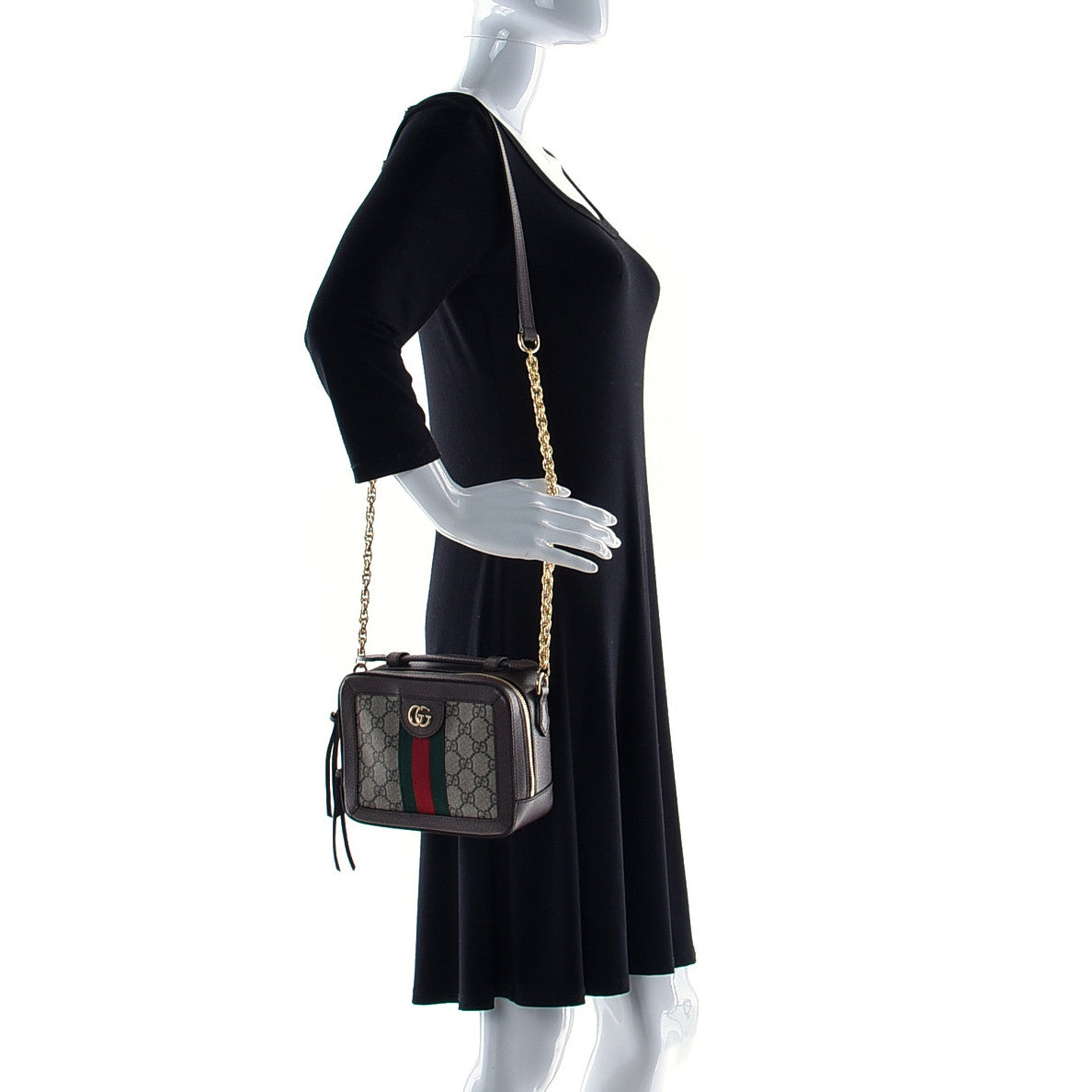 Gucci GG Supreme Monogram Mini Ophidia Top Handle Shoulder Bag Brown 2 of 10