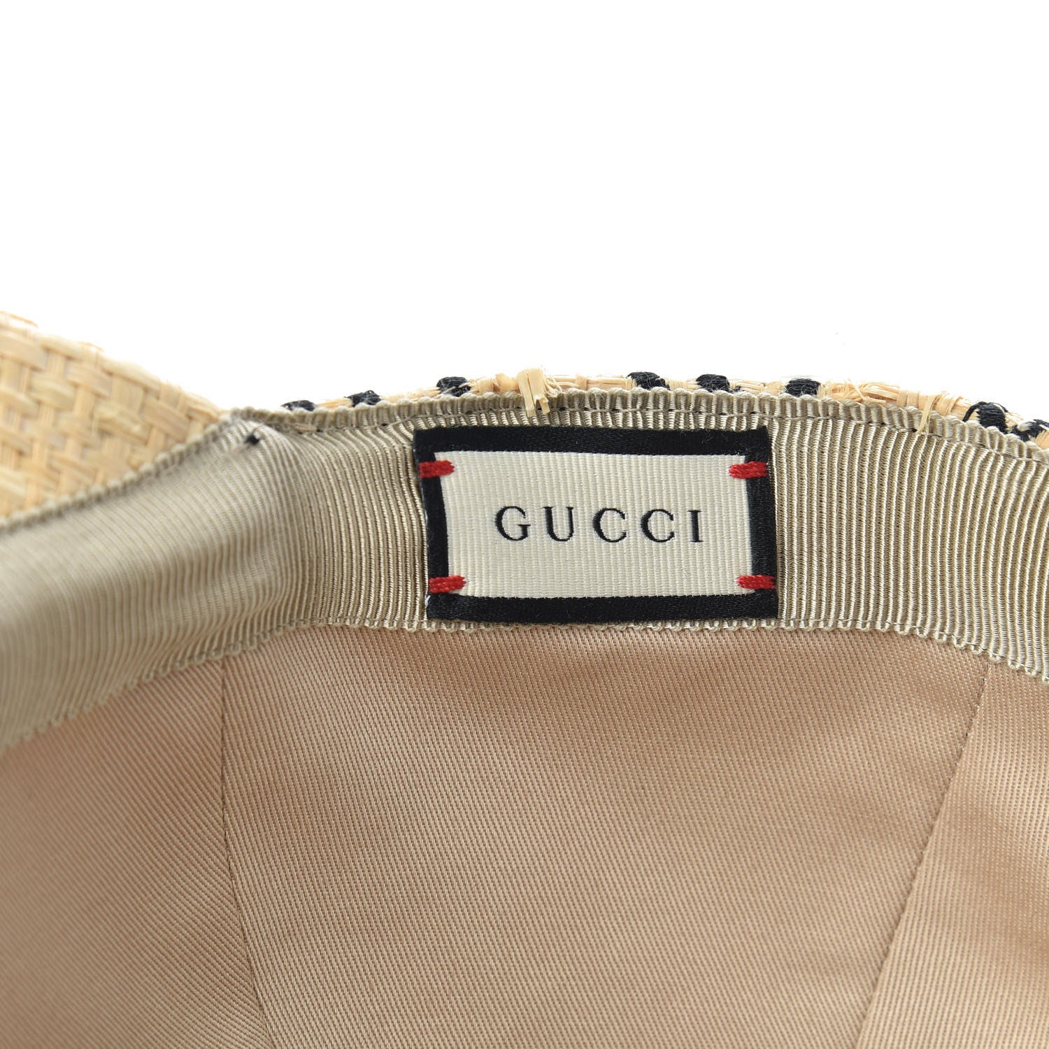 Gucci Raffia GG Monogram Elaphe Embroidered Aisha Baseball Hat M Ivory Black 5 of 7