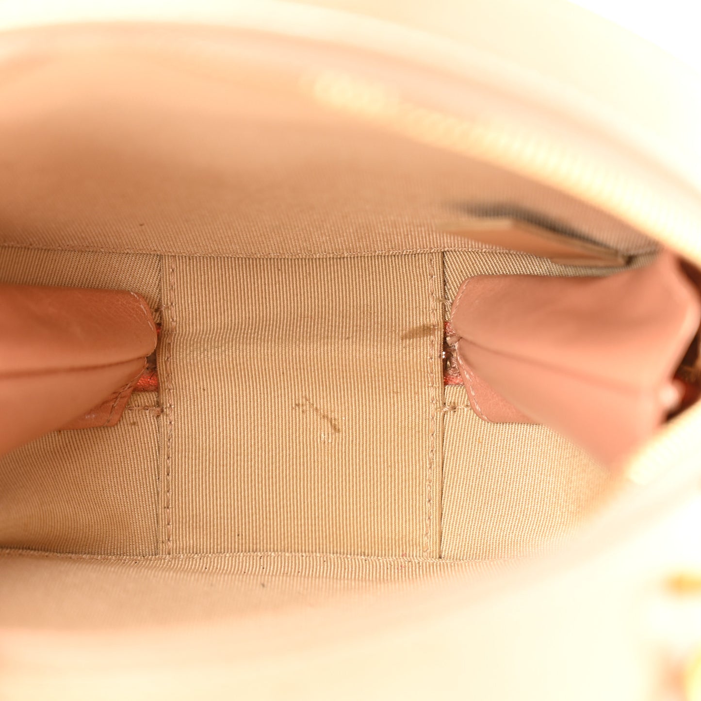 Glazed Calfskin Round As Earth Evening Bag Beige