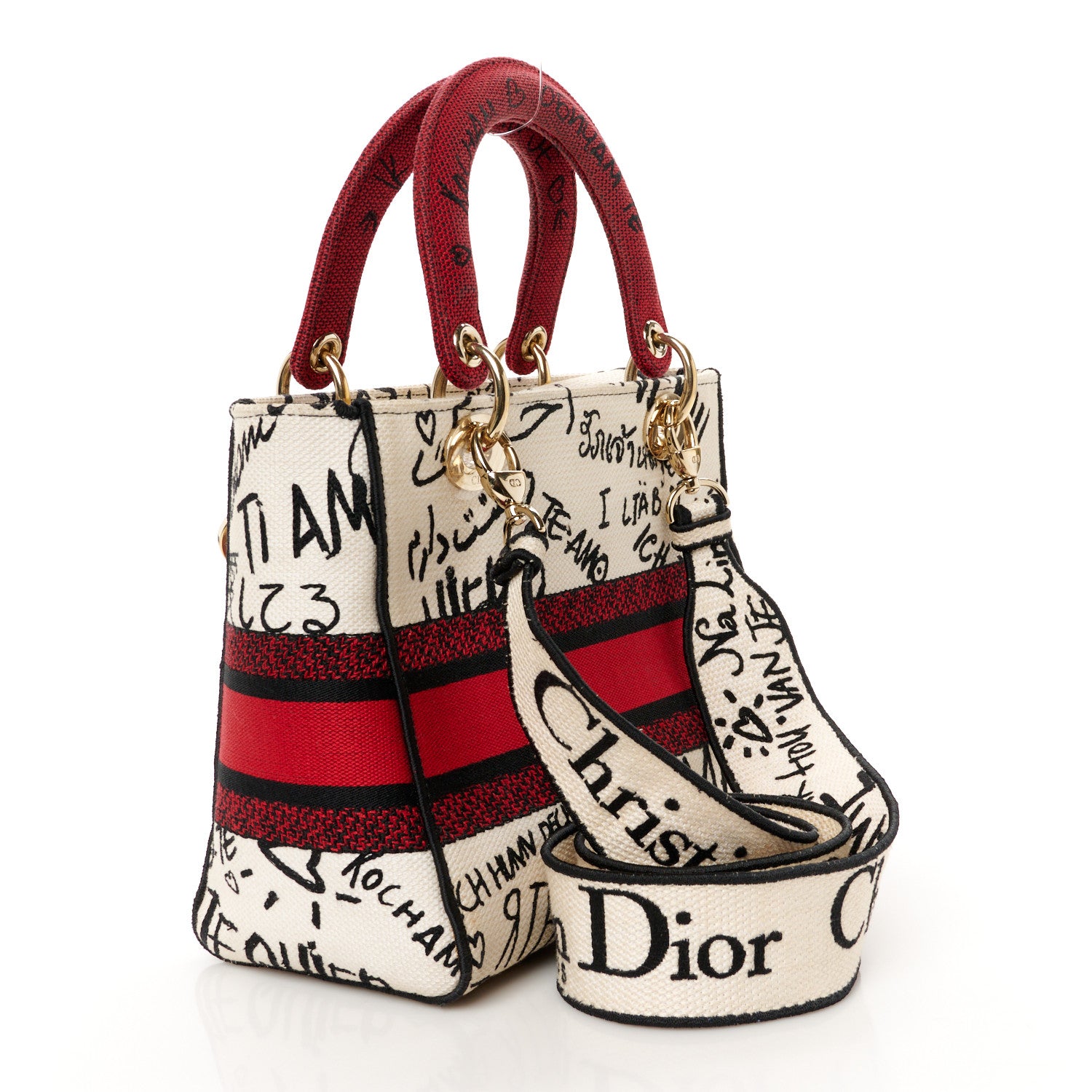 Christian Dior Canvas Medium DiorAmour Graffiti Lady D-Lite Latte
