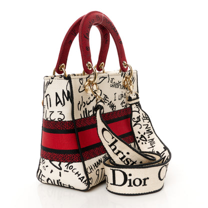 Christian Dior Canvas Medium DiorAmour Graffiti Lady D-Lite Latte 2 of 12