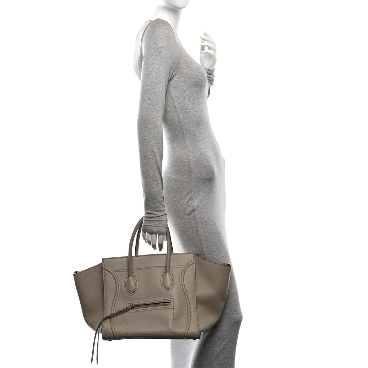 Celine Supple Calfskin Medium Phantom Luggage Beige 2 of 9