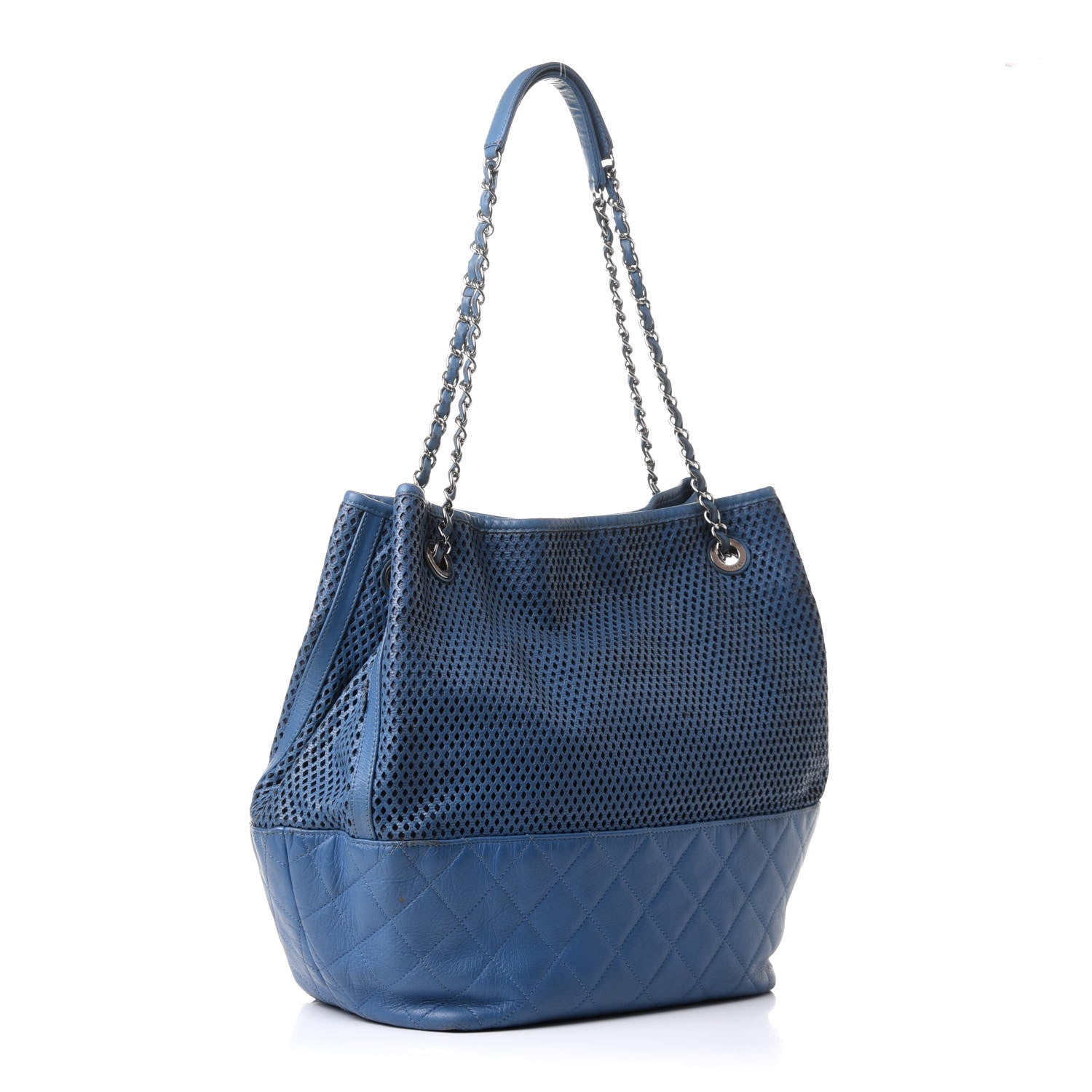 Chanel Calfskin Perforated Up In The Air North South Tote Blue 3 of 16