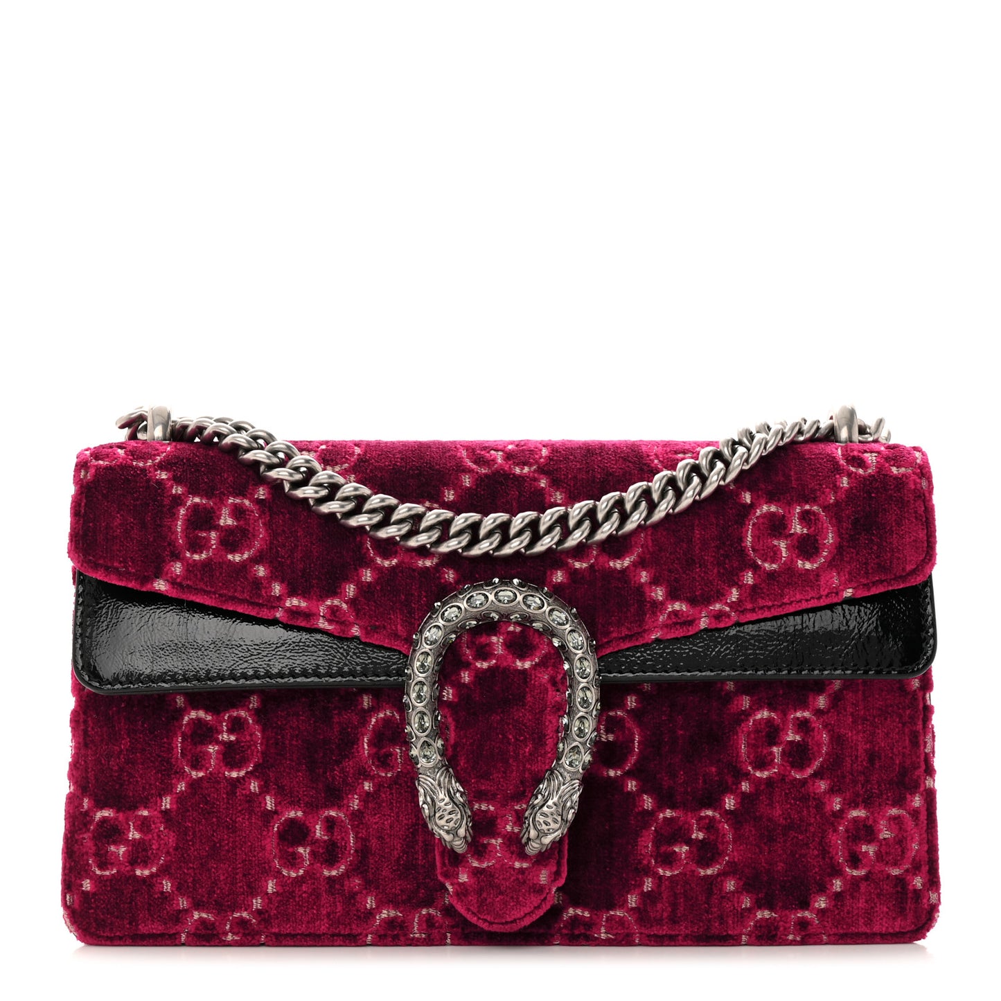 Velvet Skipper Crystal GG Monogram Small Dionysus Shoulder Bag Red Cipria Black Black Diamond