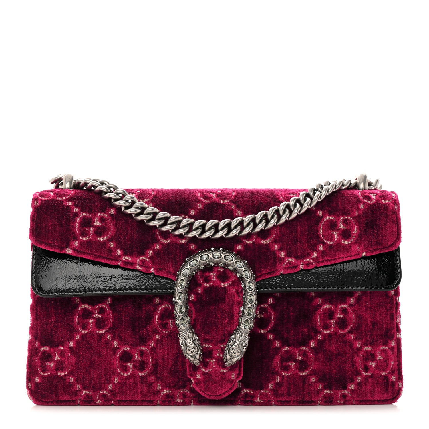 Gucci Velvet Skipper Crystal GG Monogram Small Dionysus Shoulder Bag Red Cipria Black Black Diamond 1 of 16